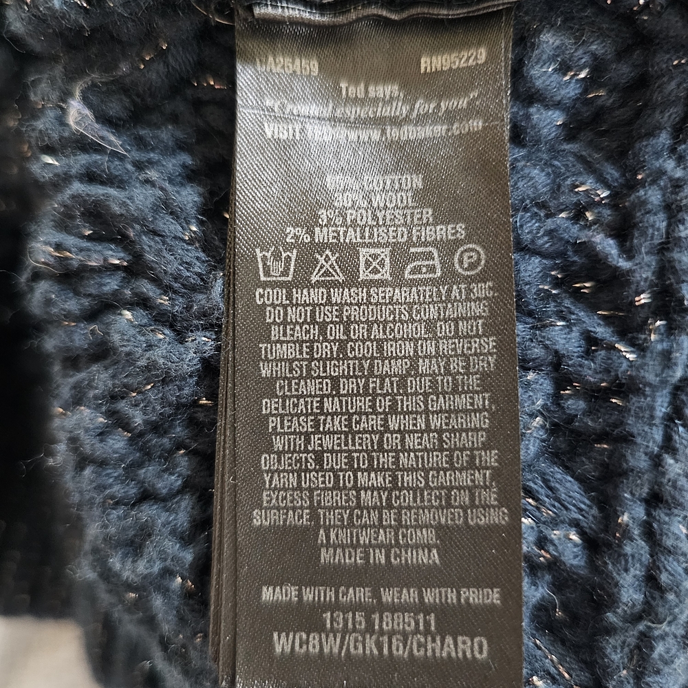 Ted Baker Dark Teal Cable Knit Crewneck Sweater - Picture 9 of 13